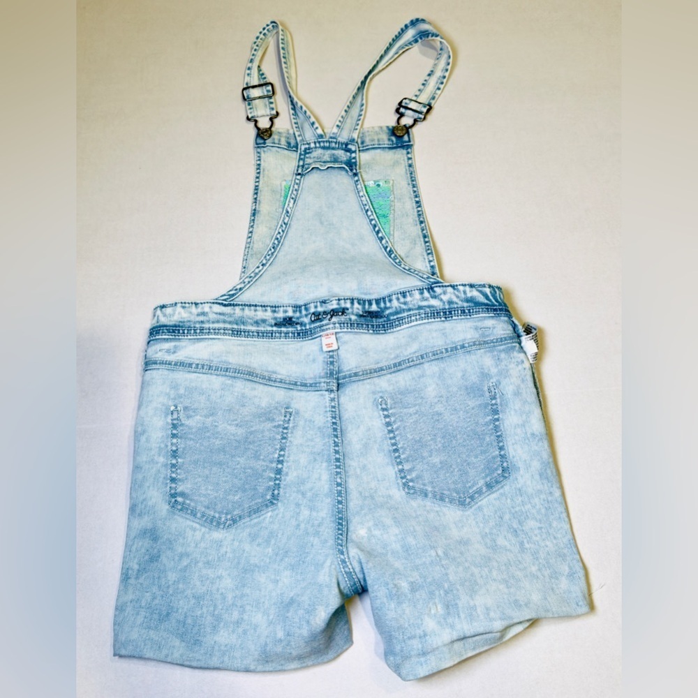 Cat and Jack Girls Shortalls with Sequin Super Stretch Denim Youth Size L 10-12 - Picture 12 of 14